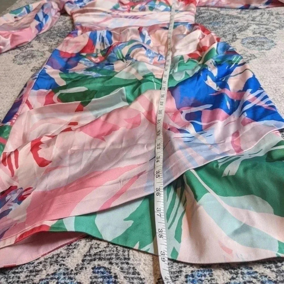 Mandira Wirk Multi Color Satin Printed Draped Dress - Picture 10 of 13